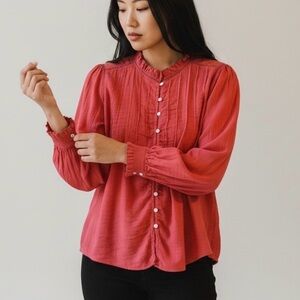 Faherty Red Blouse, 100% cotton